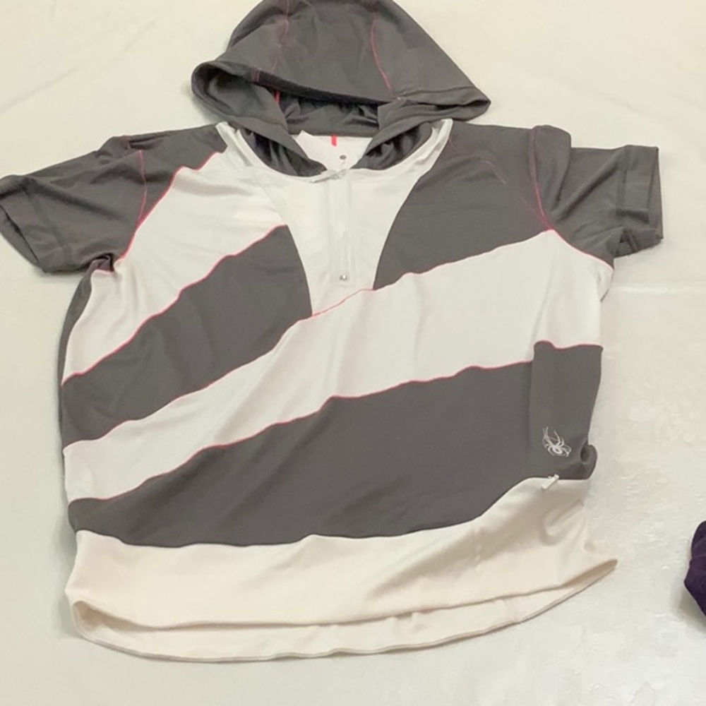 Spyder CYCLING HOODED top - Grey/Wht/Pink